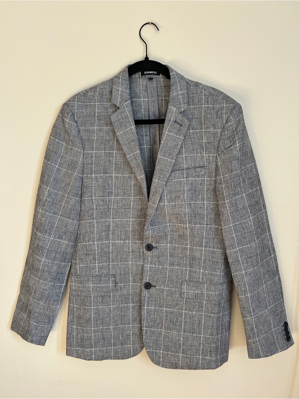 Express Men Gray Linen Blend Suit Jacket